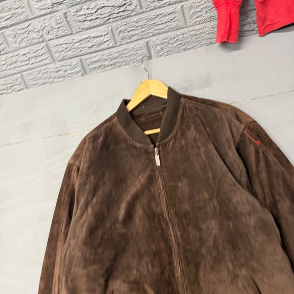 Roundtree & Yorke Other - Roundtree & Yorke Mens Brown Suede Leather Full Zip Bomber Jacket XL